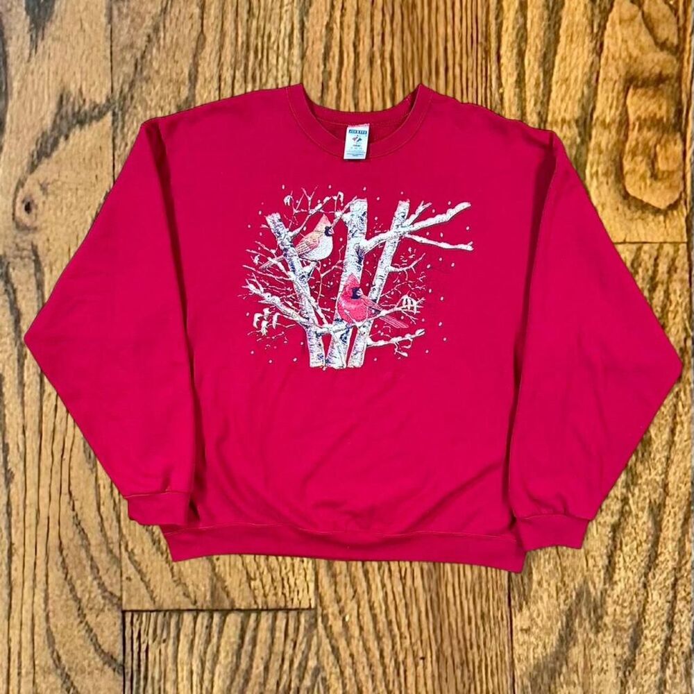 Vintage Festive Nature Birds and Trees Christmas Grandma Sweatshirt